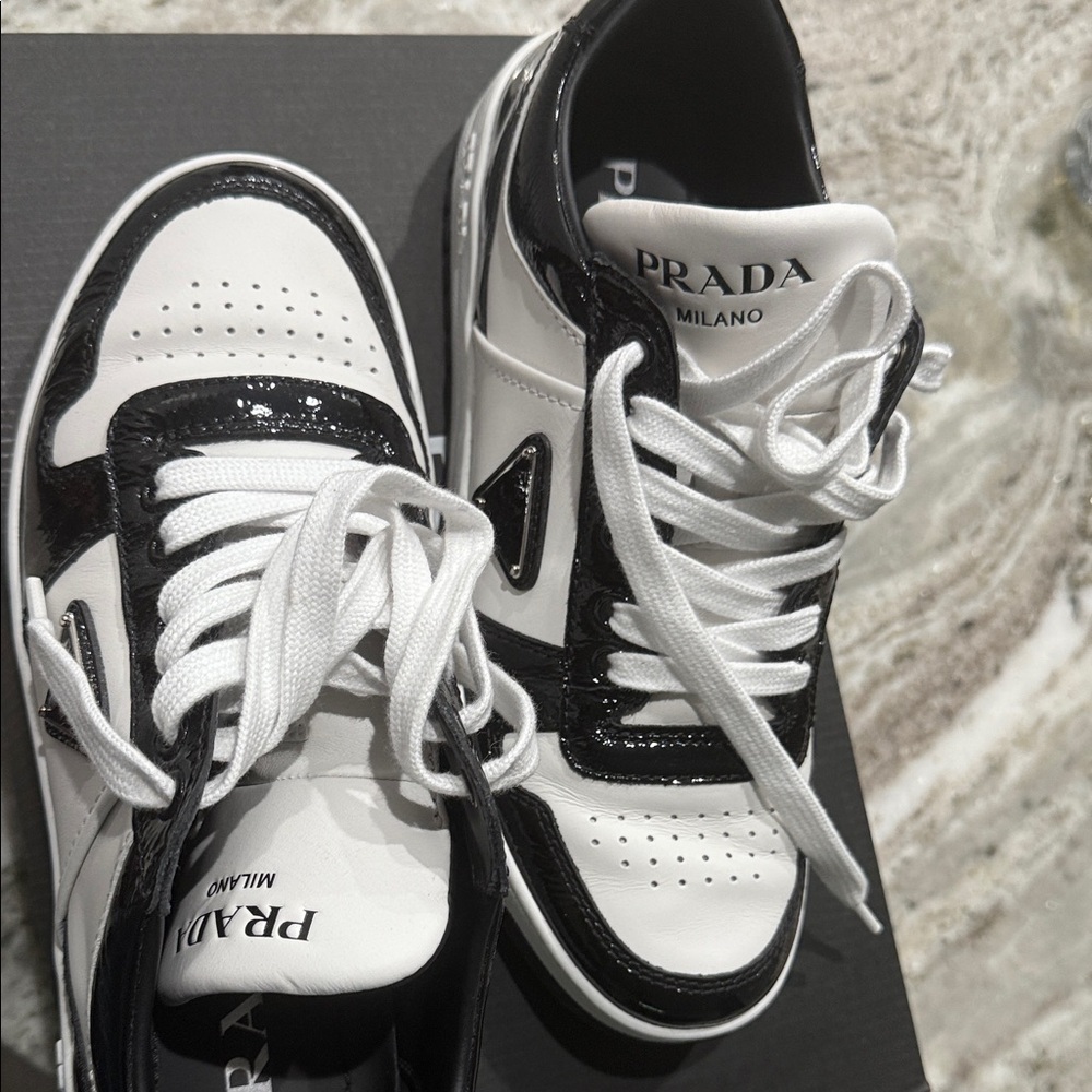 Prada Monochrome Leather Sneakers